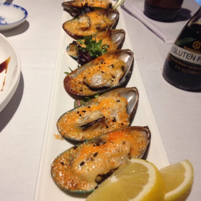 Baked Green Mussels.